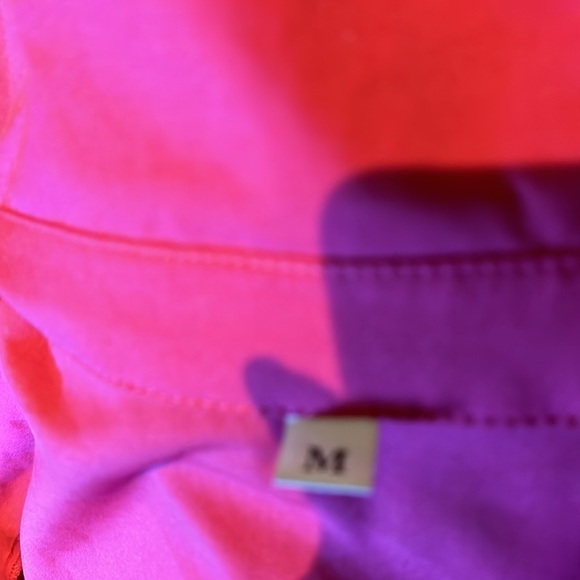 Vintage corset style pink peplum button down top with bell sleeves  Sz M - Picture 8 of 12